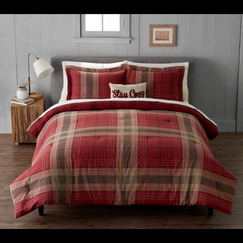 Cuddl Duds 4-piece comforter set - red plaid